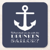 航海のなおもしろいな海軍酔った船員の海小屋 スクエアペーパーコースター (正面)