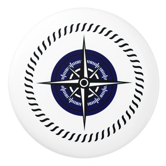 航海のなばら色のコンパスのキャビネットの引出しのノブ海軍 セラミックノブ (正面)