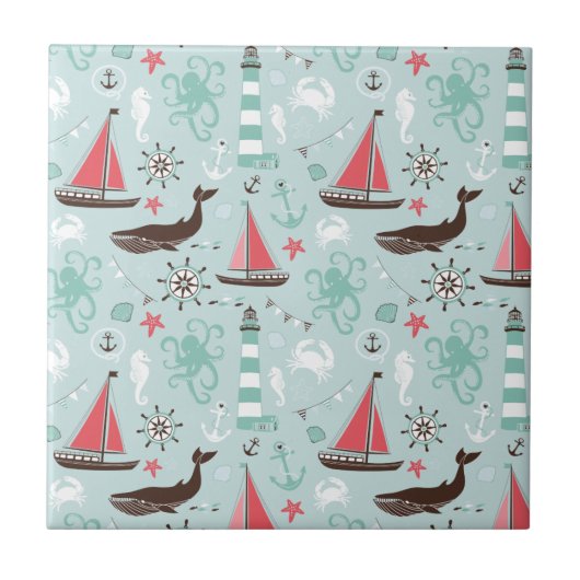 航海のなオーシャンブルーは上がり、 タイル (正面)