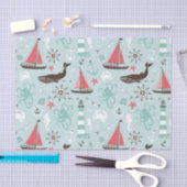 航海のなオーシャンブルーは上がり、 薄葉紙 (クラフト)