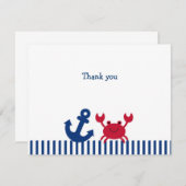 航海のなカニの平たい箱はメッセージカード感謝していしています サンキューカード (正面/裏面)