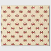 航海のなカニの赤いクリーム色のイラストレーション ラッピングペーパー (フラット)