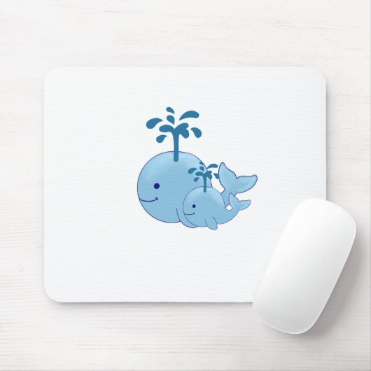 航海のなクジラの装飾、お母さんおよびベビーのクジラは印刷します マウスパッド (マウス)
