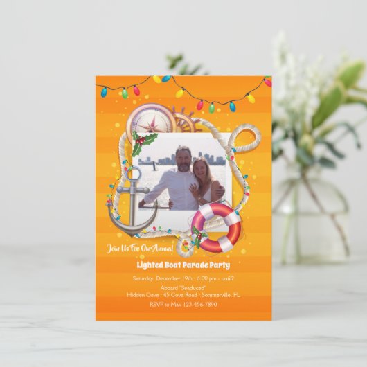 航海のなクリスマスの写真のボートパレードの招待状 招待状 (スタンド正面)