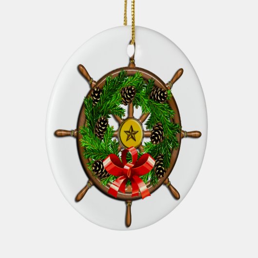 航海のなクリスマスは車輪を出荷します セラミックオーナメント (右)
