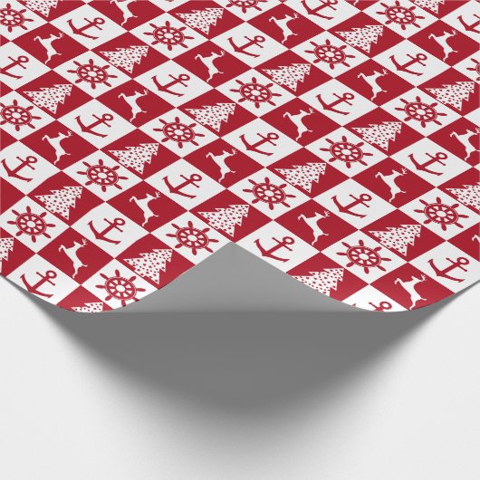 航海のなクリスマスパターン ラッピングペーパー (角)