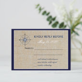 航海のなコンパスかヨットクラブ海軍ビーチWeddingRSVP 出欠カード (スタンド正面)