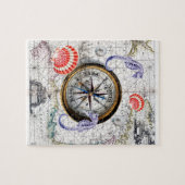 航海のなコンパスのヴィンテージ ジグソーパズル (横)