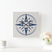 航海のなコンパスの柱時計 スクエア壁時計 (ホーム)