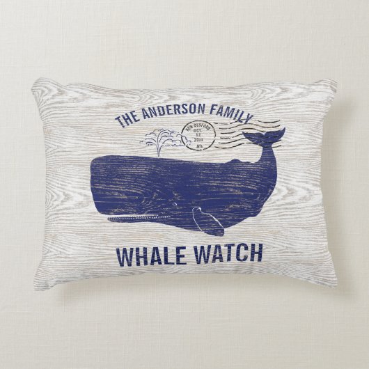 航海のなシロナガスクジラの腕時計の沿岸姓 アクセントクッション (正面)