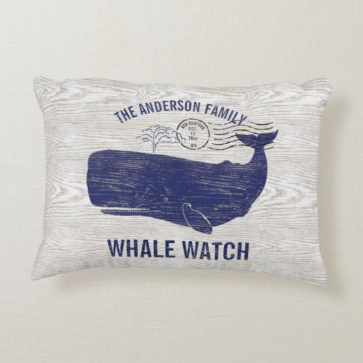航海のなシロナガスクジラの腕時計の沿岸姓 アクセントクッション (裏面)