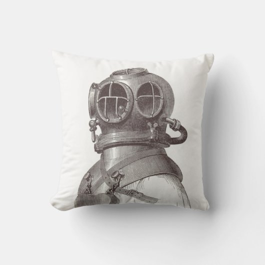 航海のなスキューバ人のファンキーな白黒枕 クッション (正面)