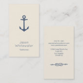 航海のなスタイルのヨット操縦者の名刺のアイボリーの青 名刺 (正面/裏面)