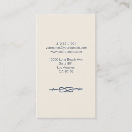 航海のなスタイルのヨット操縦者の名刺のアイボリーの青 名刺 (裏面)