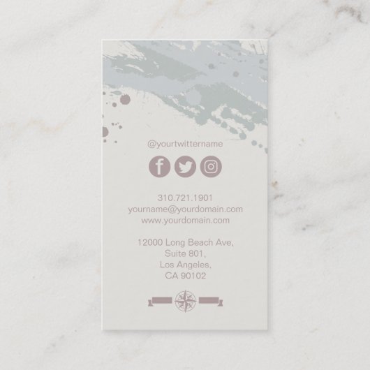 航海のなスタイルの旅行者の名刺-ベージュ色 名刺 (裏面)