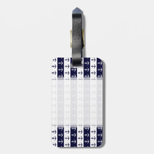 航海のなストライブ柄およびいかりパターン ラゲッジタグ (裏面縦)