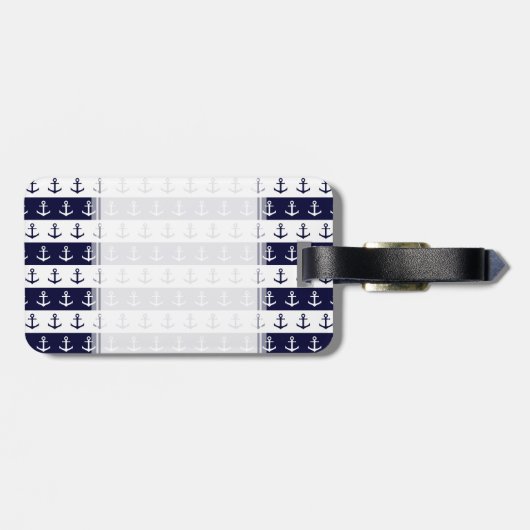 航海のなストライブ柄およびいかりパターン ラゲッジタグ (裏面横)