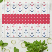 航海のなタオルのいかりの赤白青 キッチンタオル (折り畳み)