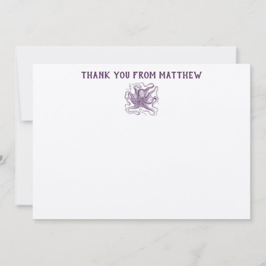 航海のなタコのパーソナライズなフラットパネルは感謝していしています サンキューカード (正面)