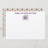 航海のなタコのパーソナライズなフラットパネルは感謝していしています サンキューカード (正面/裏面)