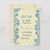 航海のなタツノオトシゴのビーチ結婚式RSVP 出欠カード (正面/裏面)