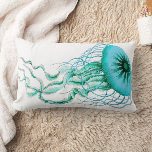 航海のなターコイズのくらげかビーチのLumbarの枕 ランバークッション (ブランケット)