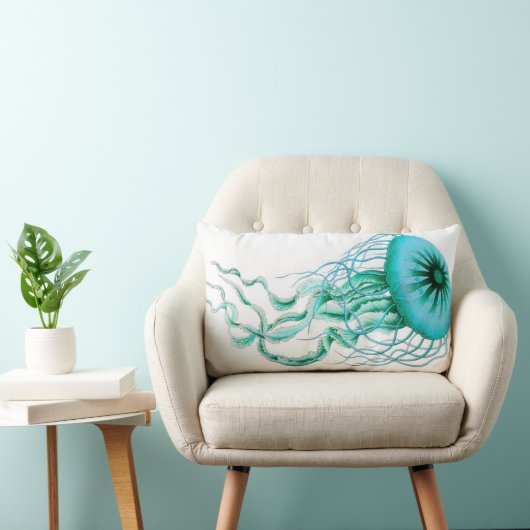 航海のなターコイズのくらげかビーチのLumbarの枕 ランバークッション (椅子)