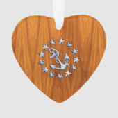 航海のなチークの木製のプリントのヨットの旗の記号 オーナメント (正面)