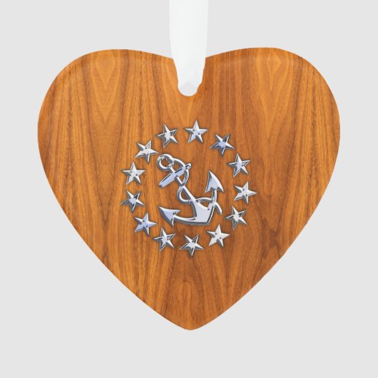 航海のなチークの木製のプリントのヨットの旗の記号 オーナメント (正面)