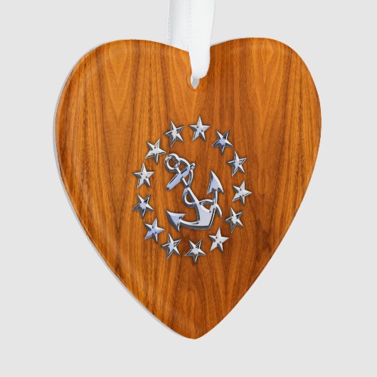 航海のなチークの木製のプリントのヨットの旗の記号 オーナメント (正面)