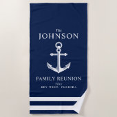 航海のなテーマのいかり|の家族会 ビーチタオル (正面)