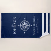 航海のなテーマのコンパス ビーチタオル (正面)