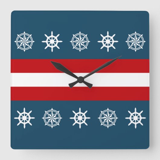 航海のなテーマのデザイン スクエア壁時計 (正面)