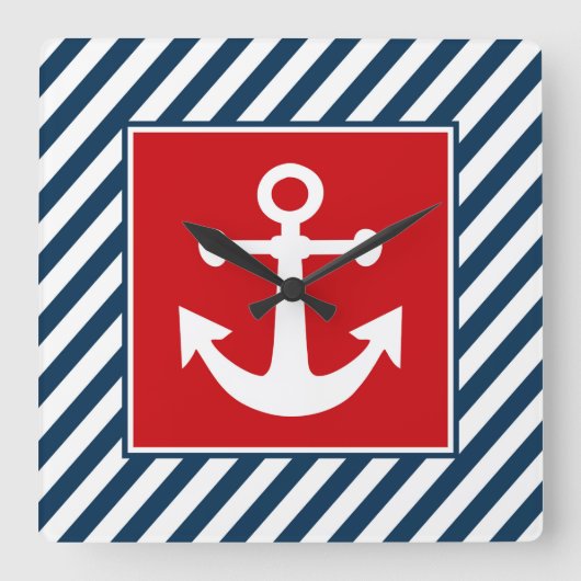 航海のなテーマのデザイン スクエア壁時計 (正面)