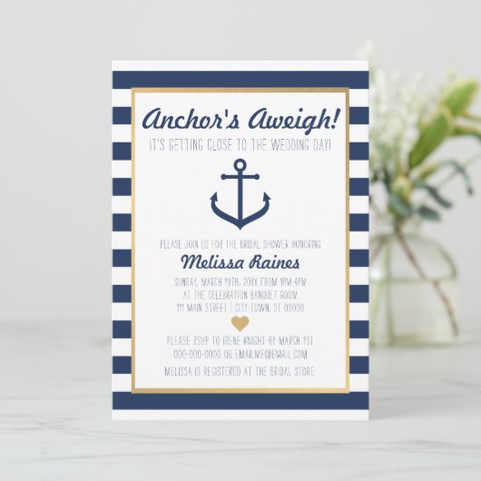 航海のなテーマのブライダルシャワーの招待状-いかり 招待状 (スタンド正面)