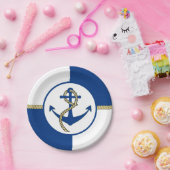 航海のなテーマのボートのいかり ペーパープレート (パーティー)
