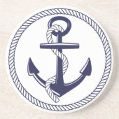 航海のなテーマの濃紺のいかりロープの円 コースター (正面)
