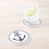 航海のなテーマの濃紺のいかりロープの円 コースター (側面)