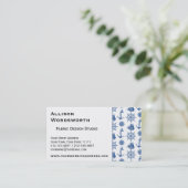 航海のなテーマの船のいかりの青および白 名刺 (スタンド正面)