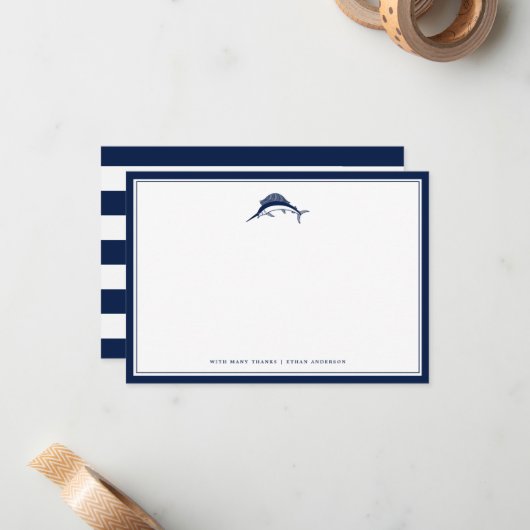 航海のなテーマの|のメカジキの税関事務所NoteCard ノートカード (正面/裏面インサイチュ)