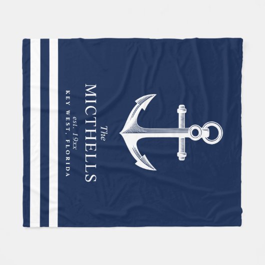 航海のなテーマ家族|のカップルの名前 フリースブランケット (正面(横))