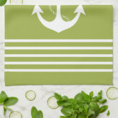 航海のなデザインの緑タオル キッチンタオル (折り畳み)