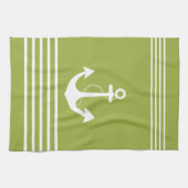 航海のなデザインの緑タオル キッチンタオル (横)