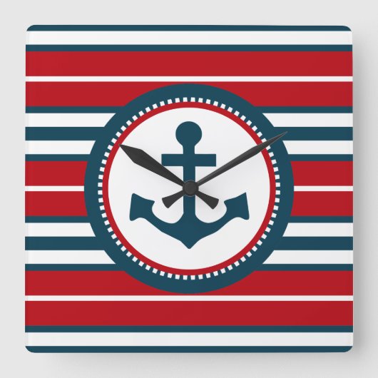 航海のなデザイン スクエア壁時計 (正面)