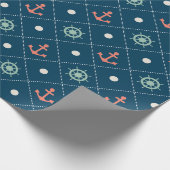 航海のなパターンいかりの舵輪の車輪の船員海軍 ラッピングペーパー (角)