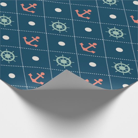 航海のなパターンいかりの舵輪の車輪の船員海軍 ラッピングペーパー (角)