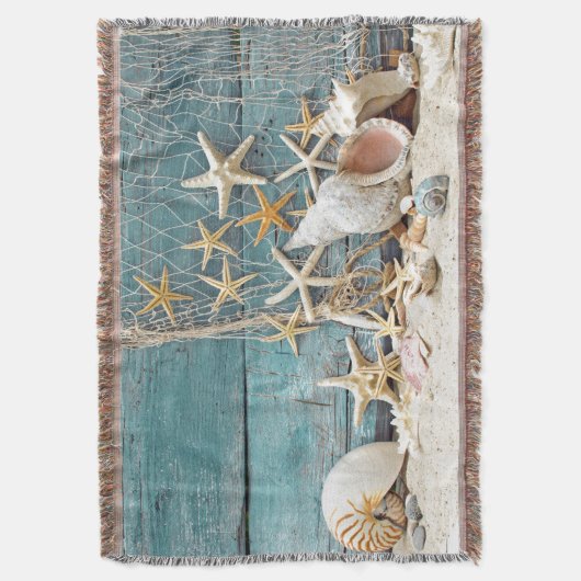 航海のなヒトデおよび漁師の網 スローブランケット (正面縦)