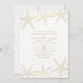 航海のなヒトデのエレガントなおもしろいのビーチのテーマの結婚式 招待状 (正面)