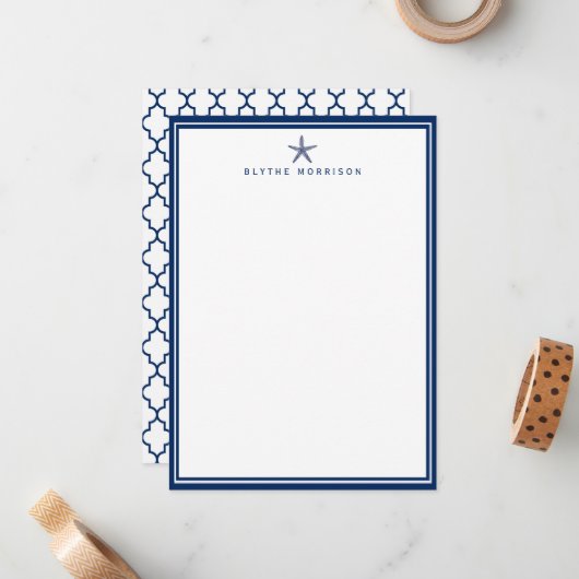 航海のなヒトデのクローバーのカスタムの文房具 ノートカード (正面/裏面インサイチュ)