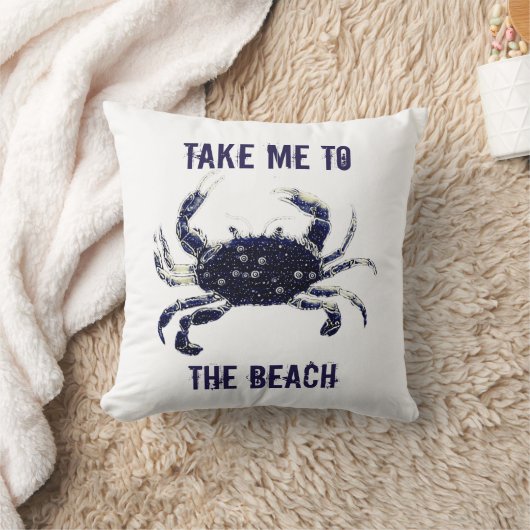 航海のなビーチのカニ白い海軍装飾用クッション クッション (ブランケット)